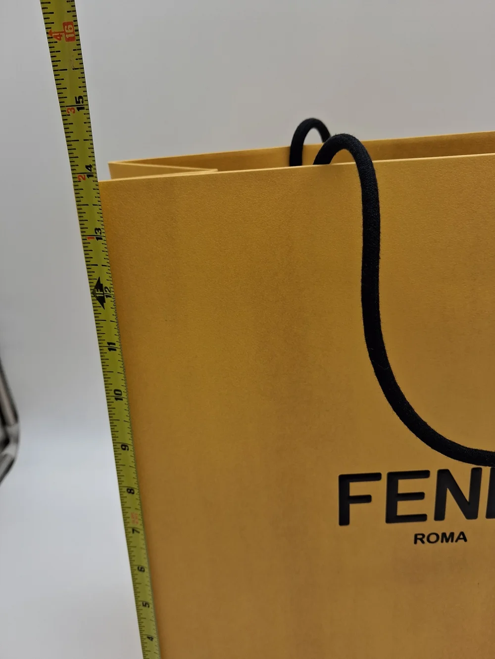 FENDI ROMA Yellow Black Logo Luxury Shopping Gift Bag Designer Packaging